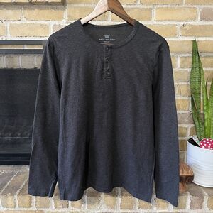 Mac Weldon Mens Henley Long Sleeve Gray T Shirt Size Medium
